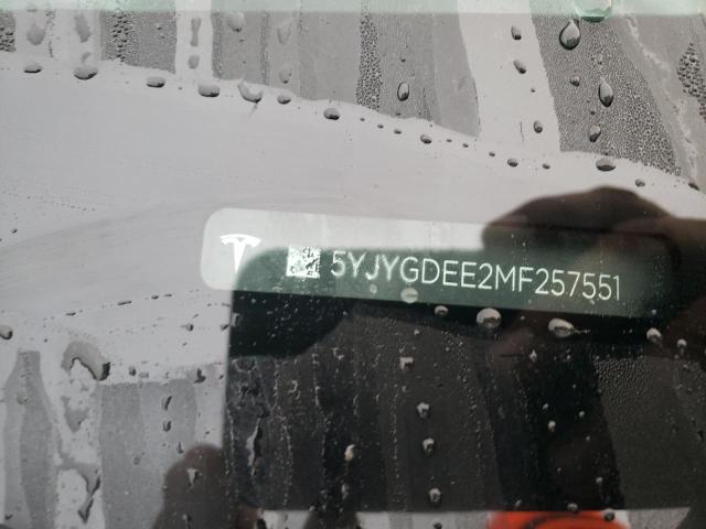 Photo 10 from auction – 2021 TESLA MODEL Y with VIN 5YJYGDEE2MF257551