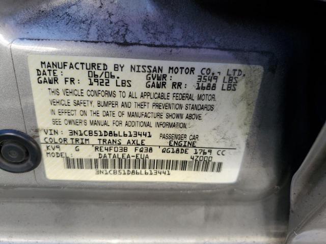 Photo 10 from auction – 2006 NISSAN SENTRA 1.8 with VIN 3N1CB51D86L613441