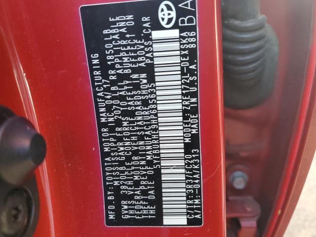 Photo 10 from auction – 2017 TOYOTA COROLLA L with VIN 5YFBURHE9HP685635