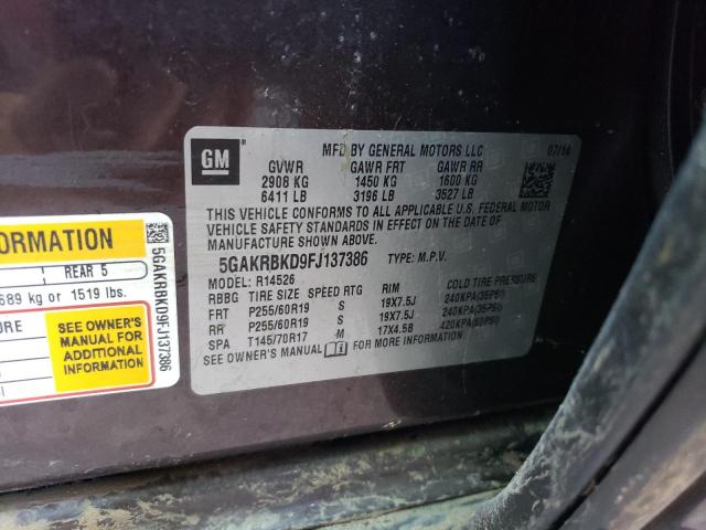 Photo 10 from auction – 2015 BUICK ENCLAVE with VIN 5GAKRBKD9FJ137386