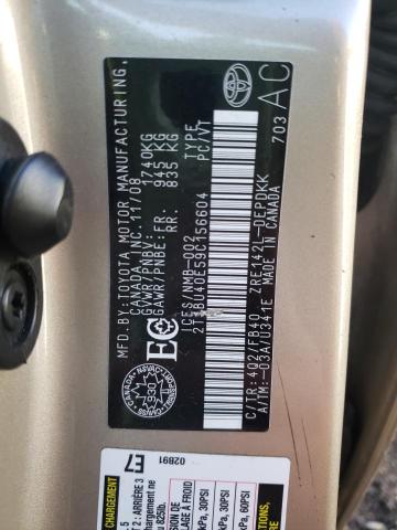 Photo 10 from auction – 2009 TOYOTA COROLLA BA with VIN 2T1BU40E59C156604