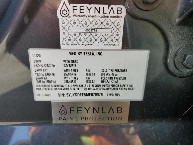 Photo 10 from auction – 2021 TESLA MODEL Y with VIN 5YJYGDEE5MF070076
