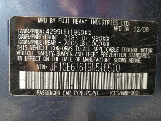 Photo 10 from auction – 2009 SUBARU IMPREZA 2. with VIN JF1GE61619H516510
