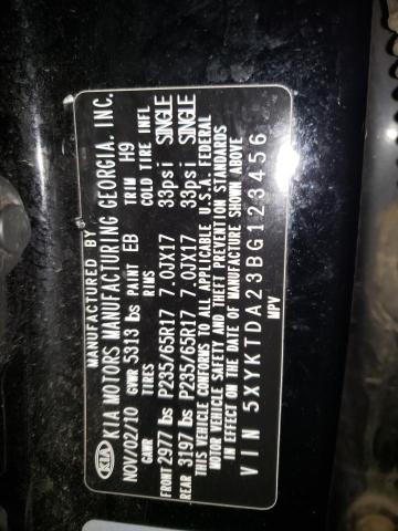 Photo 10 from auction – 2011 KIA SORENTO BA with VIN 5XYKTDA23BG123456