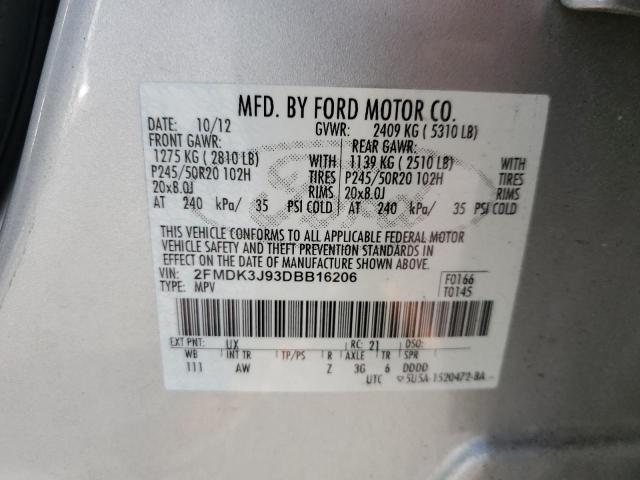 Photo 10 from auction – 2013 FORD EDGE SEL with VIN 2FMDK3J93DBB16206