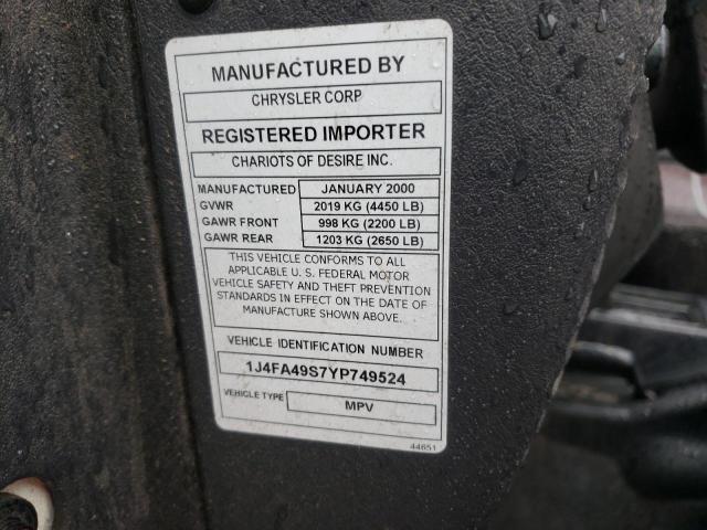 Photo 10 from auction – 2000 JEEP WRANGLER / with VIN 1J4FA49S7YP749524