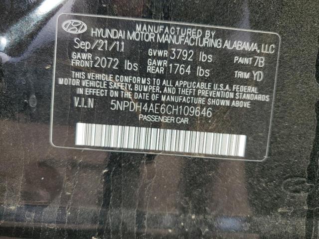 Photo 10 from auction – 2012 HYUNDAI ELANTRA GL with VIN 5NPDH4AE6CH109646