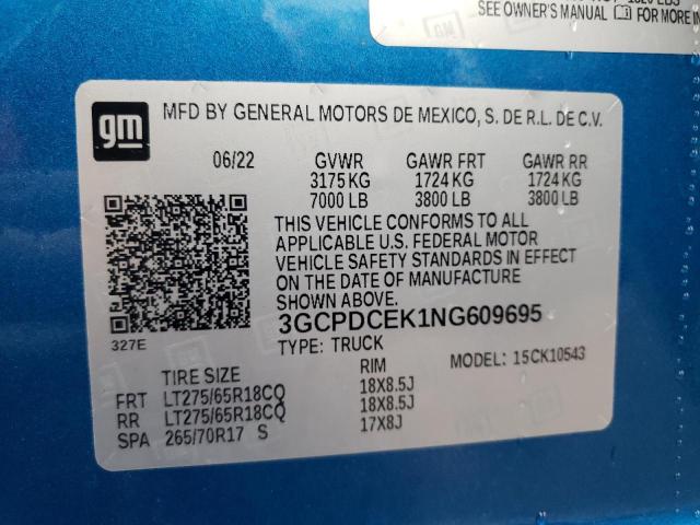 Photo 10 from auction – 2022 CHEVROLET SILVERADO with VIN 3GCPDCEK1NG609695