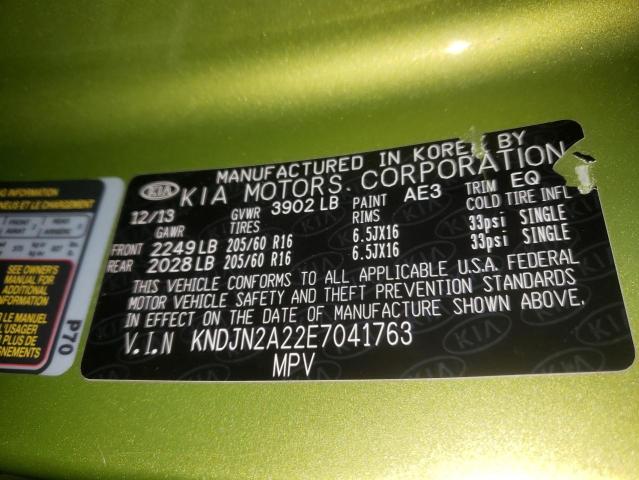 Photo 10 from auction – 2014 KIA SOUL with VIN KNDJN2A22E7041763