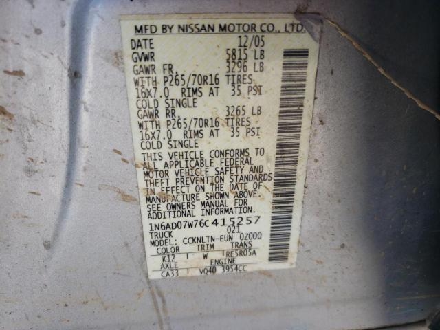 Photo 10 from auction – 2006 NISSAN FRONTIER C with VIN 1N6AD07W76C415257