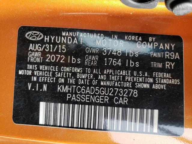 Photo 10 from auction – 2016 HYUNDAI VELOSTER with VIN KMHTC6AD5GU273278