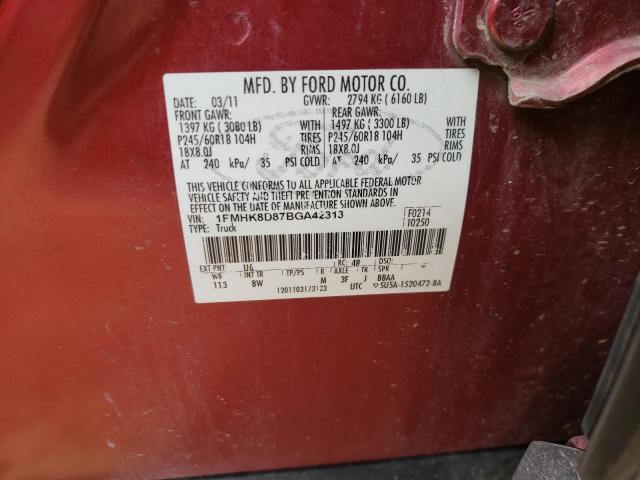 Photo 10 from auction – 2011 FORD EXPLORER X with VIN 1FMHK8D87BGA42313