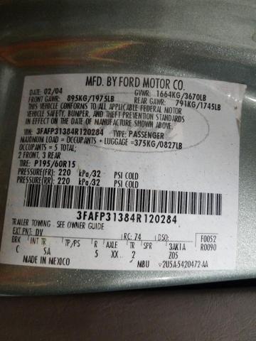 Photo 10 from auction – 2004 FORD FOCUS ZX3 with VIN 3FAFP31384R120284