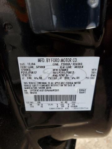 Photo 10 from auction – 2005 FORD F150 with VIN 1FTPX14515NA69201