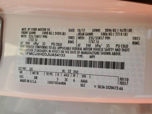 Photo 10 from auction – 2018 FORD ESCAPE SEL with VIN 1FMCU0HD3JUA54133