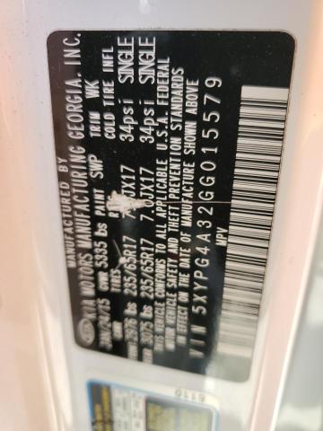 Photo 10 from auction – 2016 KIA SORENTO LX with VIN 5XYPG4A32GG015579