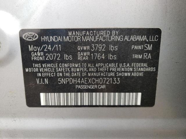 Photo 10 from auction – 2012 HYUNDAI ELANTRA GL with VIN 5NPDH4AEXCH072133