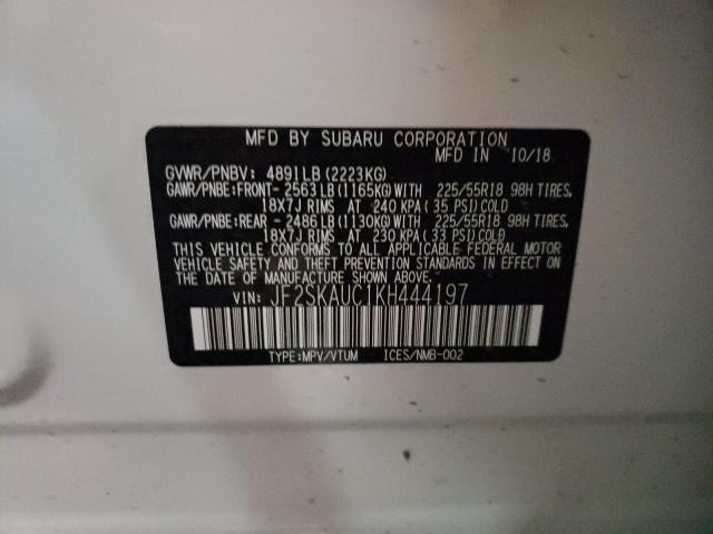 Photo 10 from auction – 2019 SUBARU FORESTER L with VIN JF2SKAUC1KH444197