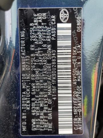Photo 10 from auction – 2013 TOYOTA CAMRY L with VIN 4T1BF1FK9DU288343
