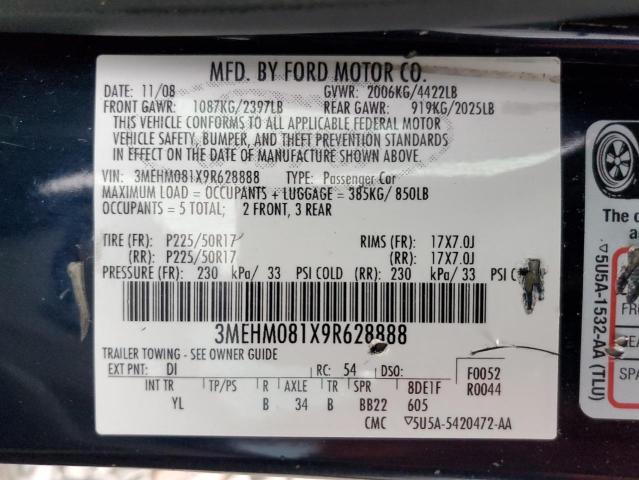 Photo 10 from auction – 2009 MERCURY MILAN PREM with VIN 3MEHM081X9R628888