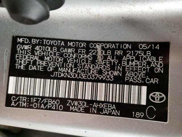 Photo 10 from auction – 2014 TOYOTA PRIUS with VIN JTDKN3DU3E0379933
