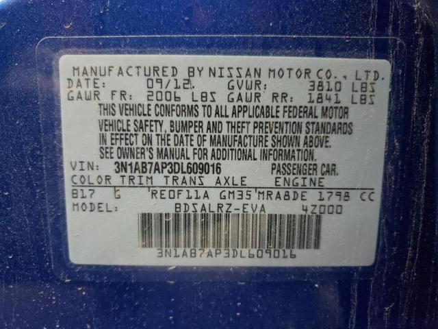 Photo 10 from auction – 2013 NISSAN SENTRA S with VIN 3N1AB7AP3DL609016