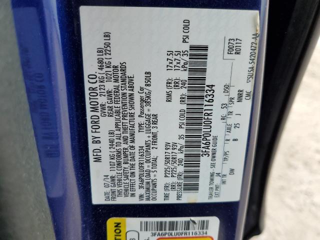 Photo 10 from auction – 2015 FORD FUSION SE with VIN 3FA6P0LU0FR116334