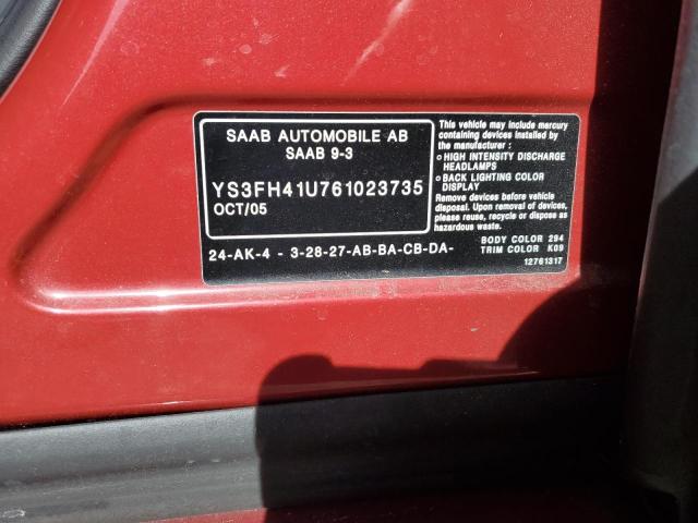 Photo 10 from auction – 2006 SAAB 9-3 AERO with VIN YS3FH41U761023735