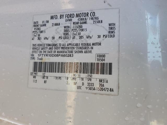 Photo 10 from auction – 2008 FORD RANGER with VIN 1FTYR10D08PA60283