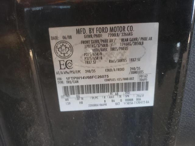 Photo 10 from auction – 2008 FORD F150 with VIN 1FTPW14V68FC26075