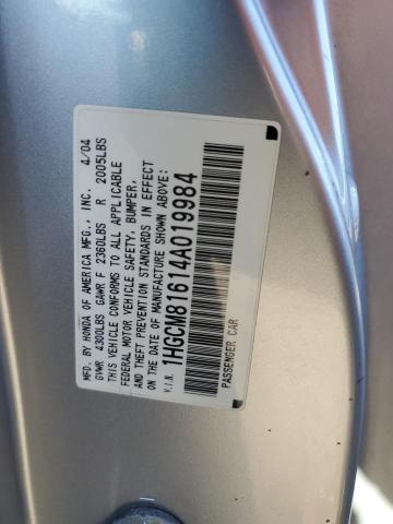 Photo 10 from auction – 2004 HONDA ACCORD EX with VIN 1HGCM81614A019984
