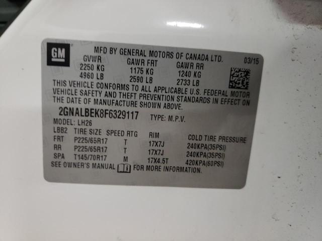 Photo 10 from auction – 2015 CHEVROLET EQUINOX LT with VIN 2GNALBEK8F6329117