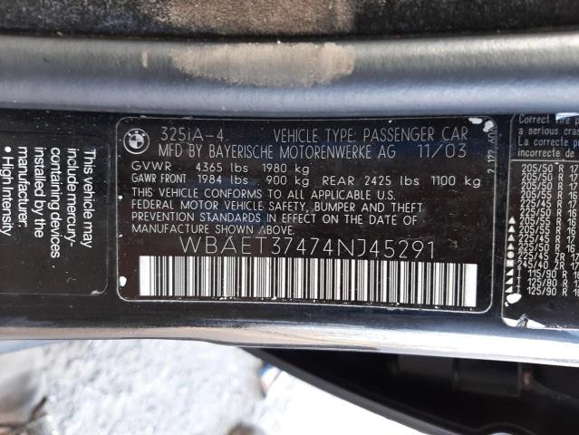 Фото 10 с аукциона – 2004 BMW 325I с VIN WBAET37474NJ45291