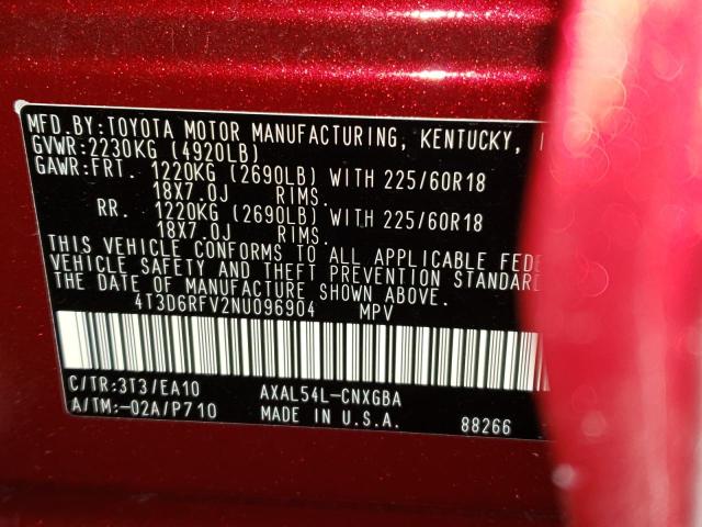 Photo 10 from auction – 2022 TOYOTA RAV4 LIMIT with VIN 4T3D6RFV2NU096904