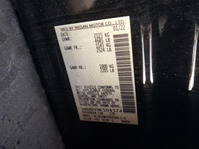 Photo 10 from auction – 2022 NISSAN MAXIMA PLA with VIN 1N4AA6FV2NC504374