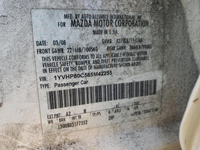 Photo 10 from auction – 2008 MAZDA 6 I with VIN 1YVHP80C585M42255