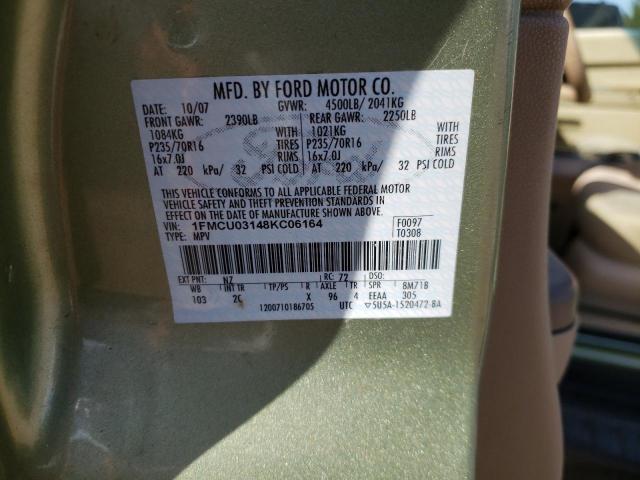 Photo 10 from auction – 2008 FORD ESCAPE XLT with VIN 1FMCU03148KC06164