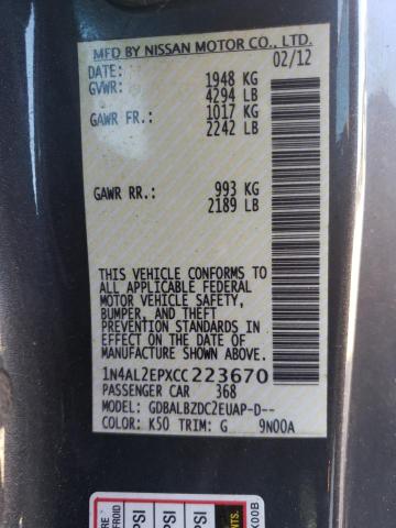 Photo 10 from auction – 2012 NISSAN ALTIMA S with VIN 1N4AL2EPXCC223670