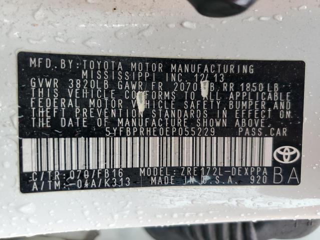 Photo 10 from auction – 2014 TOYOTA COROLLA EC with VIN 5YFBPRHE0EP055229