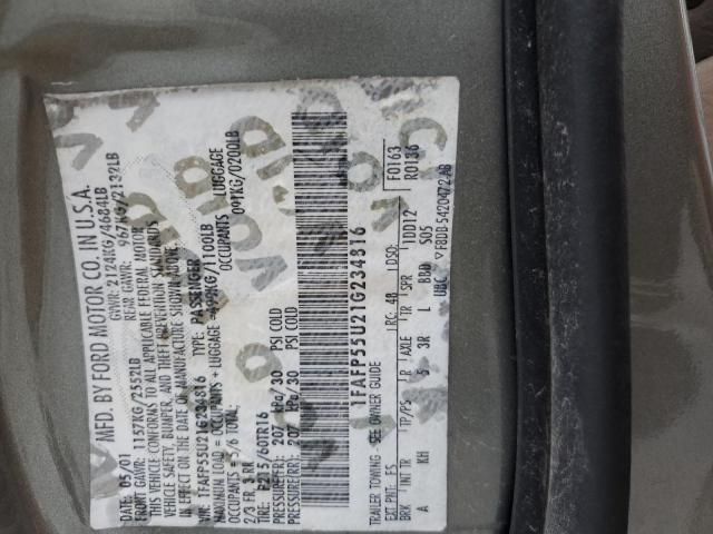Photo 10 from auction – 2001 FORD TAURUS SES with VIN 1FAFP55U21G234816