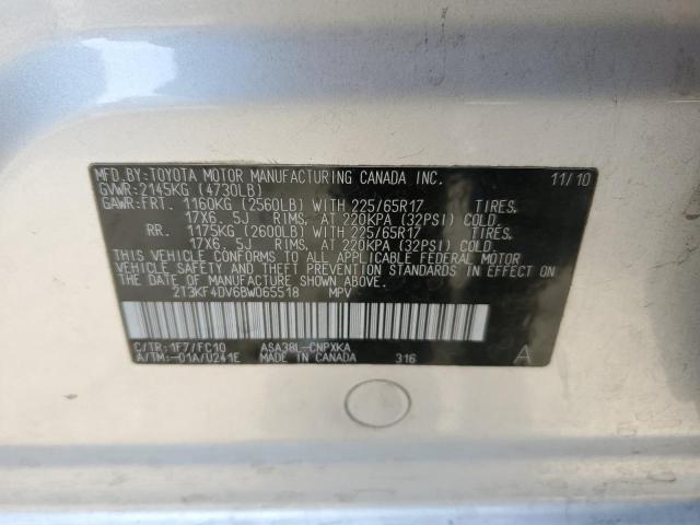 Photo 10 from auction – 2011 TOYOTA RAV4 with VIN 2T3KF4DV6BW065518