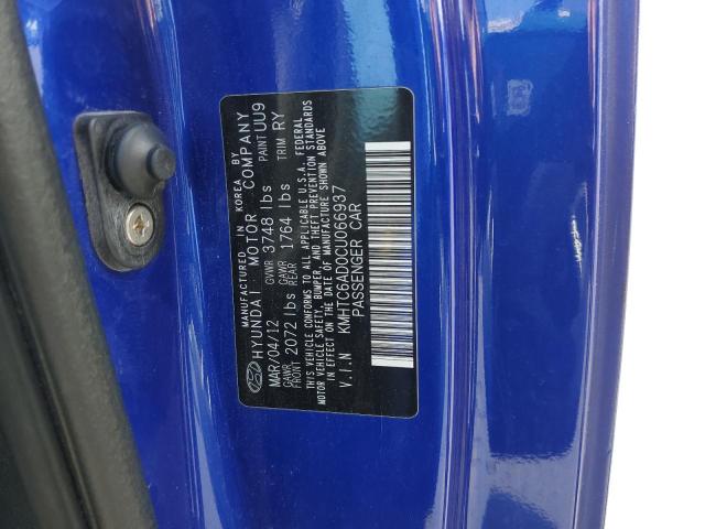 Photo 10 from auction – 2012 HYUNDAI VELOSTER with VIN KMHTC6AD0CU066937