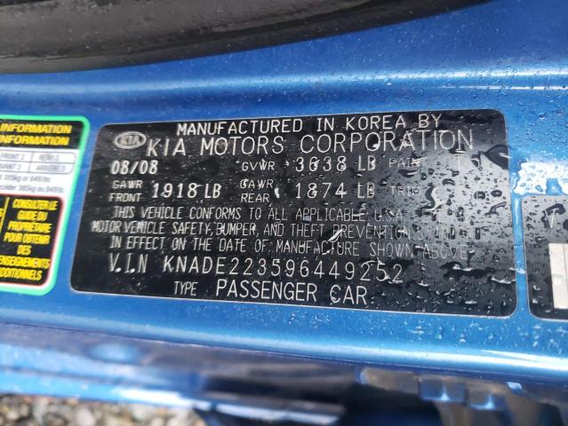 Photo 10 from auction – 2009 KIA RIO BASE with VIN KNADE223596449252