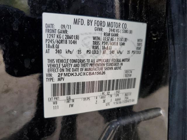 Photo 10 from auction – 2012 FORD EDGE SEL with VIN 2FMDK3JCXCBA15626
