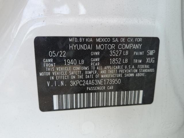 Photo 10 from auction – 2022 HYUNDAI ACCENT SE with VIN 3KPC24A63NE173950