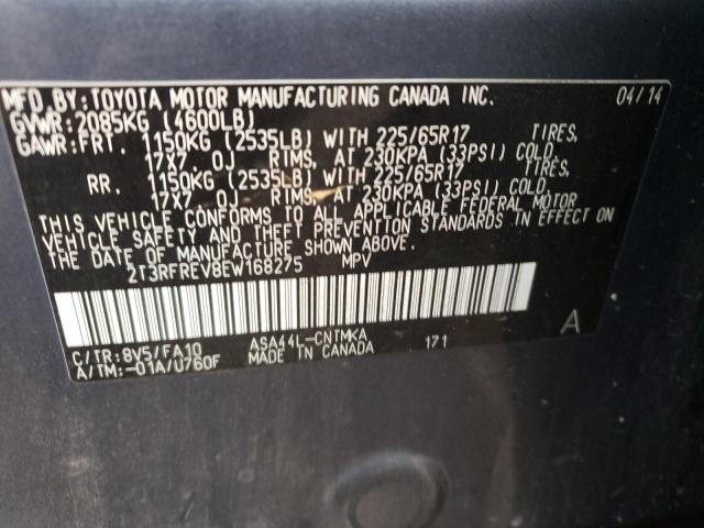 Photo 10 from auction – 2014 TOYOTA RAV4 XLE with VIN 2T3RFREV8EW168275