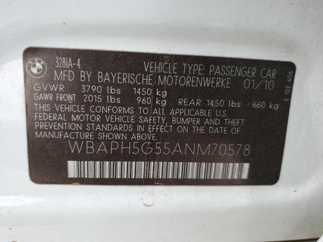 Photo 10 from auction – 2010 BMW 328 I SULE with VIN WBAPH5G55ANM70578