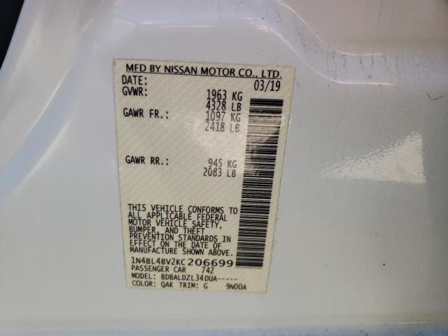 Photo 10 from auction – 2019 NISSAN ALTIMA S with VIN 1N4BL4BV2KC206699