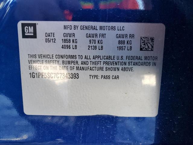 Photo 10 from auction – 2012 CHEVROLET CRUZE LT with VIN 1G1PF5SC7C7343393