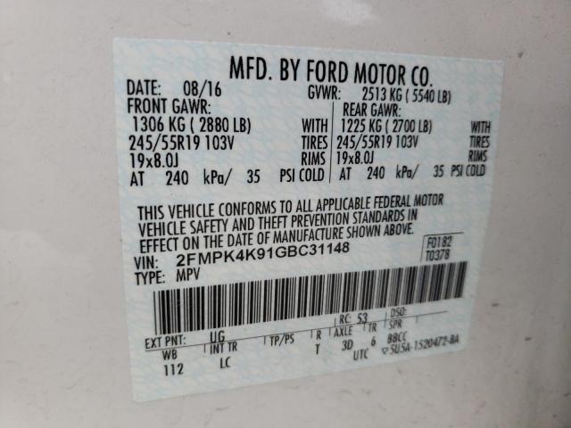 Photo 10 from auction – 2016 FORD EDGE TITAN with VIN 2FMPK4K91GBC31148